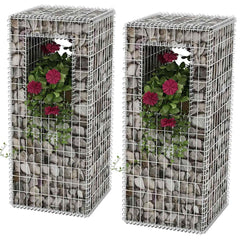 Gabion Basket Posts/Planters 2 pcs Steel 50 x 50 x 120 cm