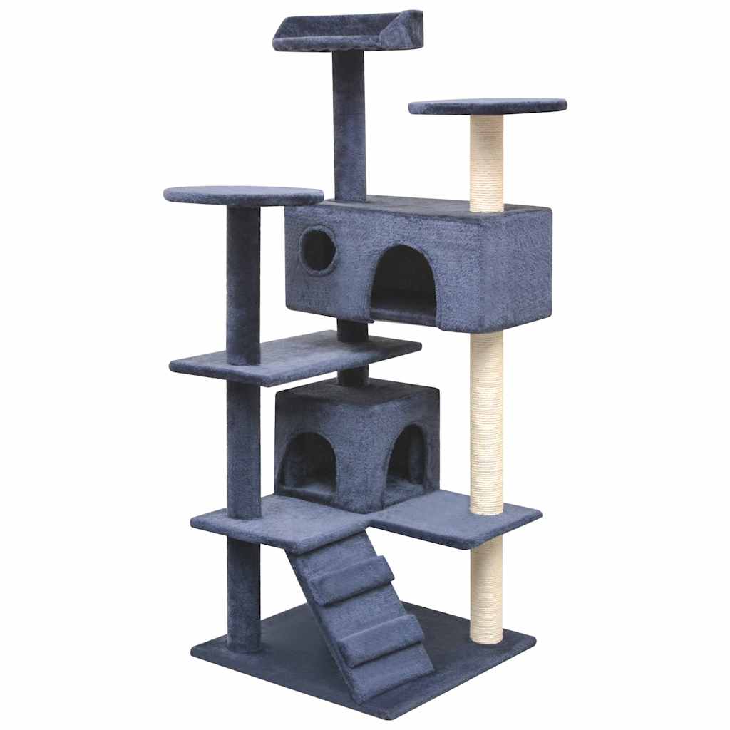 Cat Tree with Sisal Scratching Posts 125 cm Dark blue 67 cm 67 cm