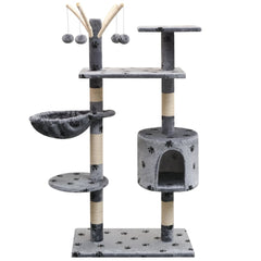 vidaXL Cat Tree | Grey with black paw prints 1