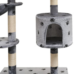 vidaXL Cat Tree | Grey with black paw prints 3