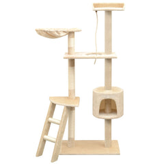 vidaXL Cat Tree | Beige | Wooden frame, sisal rope, plush | 150 cm tall 1
