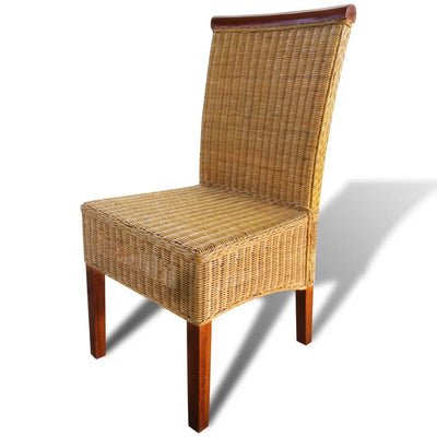 Dining Chairs 2 pcs Brown Natural Rattan