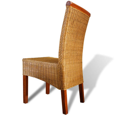 Dining Chairs 2 pcs Brown Natural Rattan