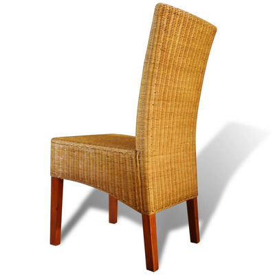 Dining Chairs 2 pcs Brown Natural Rattan