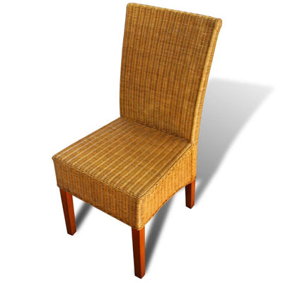 Dining Chairs 2 pcs Brown Natural Rattan