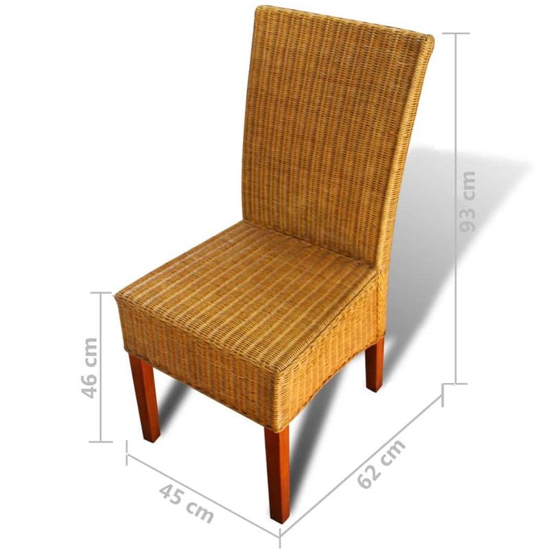 Dining Chairs 2 pcs Brown Natural Rattan