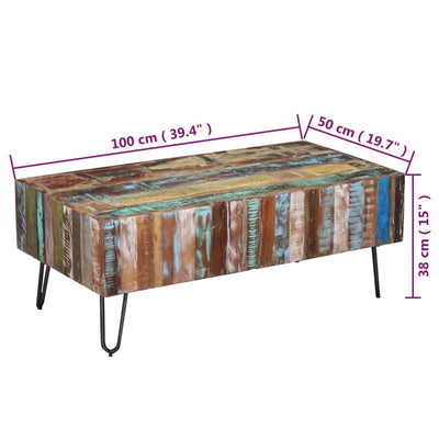 Coffee Table Solid Reclaimed Wood 100x50x38 cm