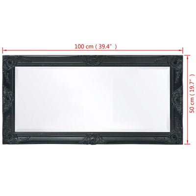 Wall Mirror Baroque Style 100x50 cm Black