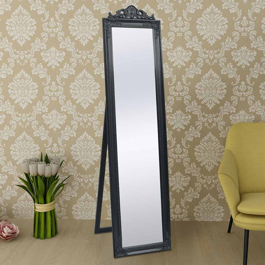 Free-Standing Mirror Baroque Style 160x40 cm Black