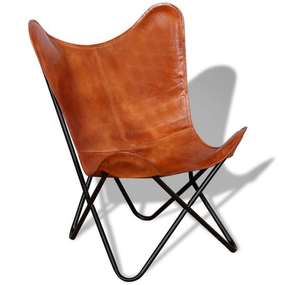 Butterfly Chair Brown Real Leather