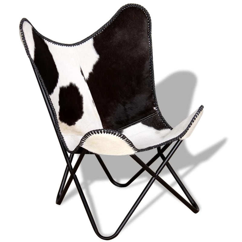 Butterfly Chair Black and White Real Cowhide Leather