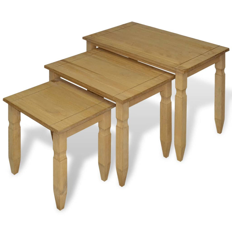 Three Piece Nesting Table Set Mexican Pine Corona Range