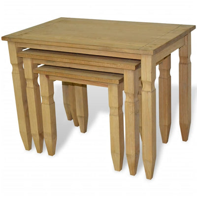 Three Piece Nesting Table Set Mexican Pine Corona Range