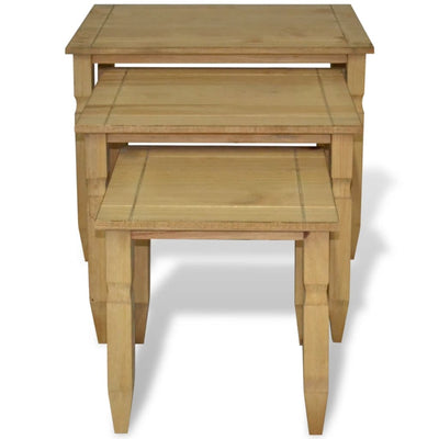 Three Piece Nesting Table Set Mexican Pine Corona Range