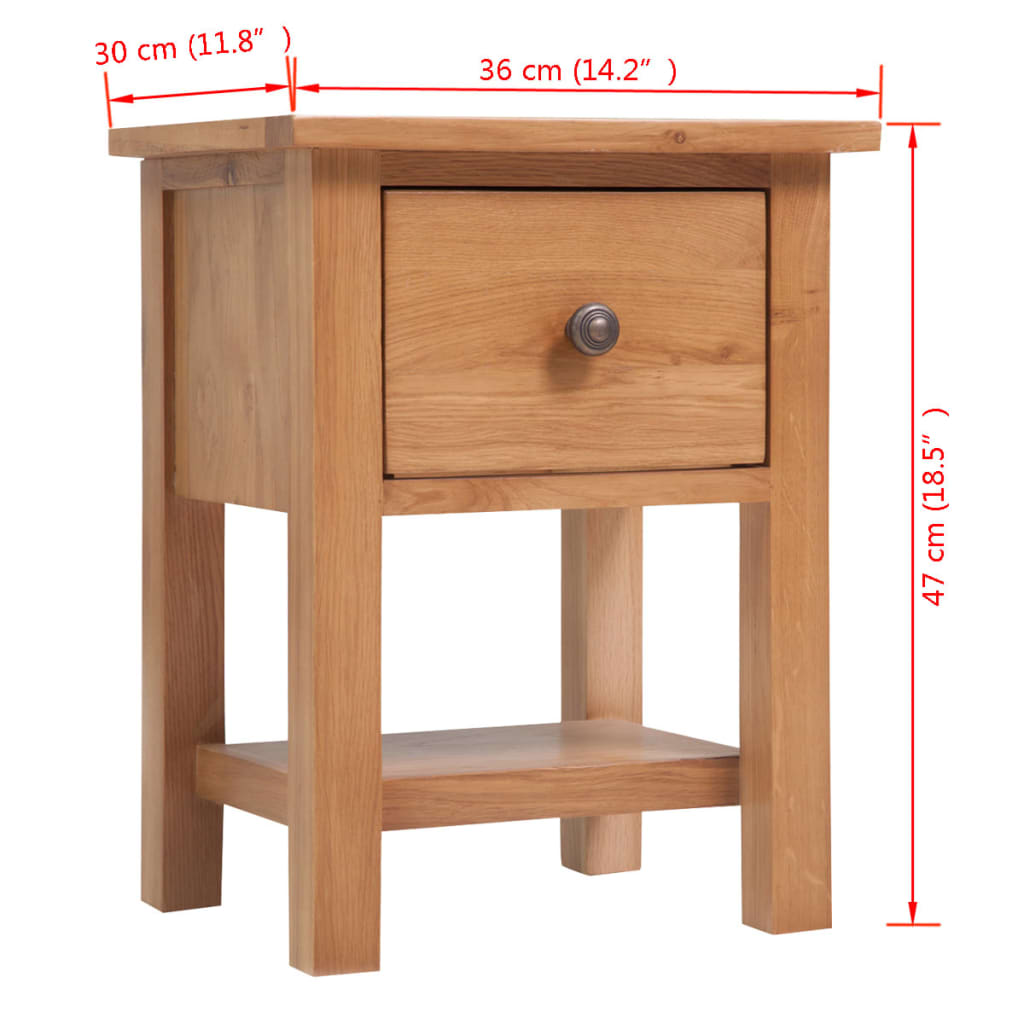 vidaXL Nightstand 36x30x47 cm Solid Oak Wood 6