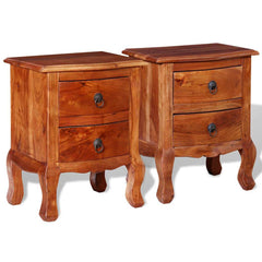 243972 vidaXL Nightstands with Drawers 2 pcs Solid Acacia Wood 1