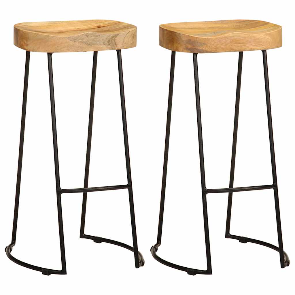 vidaXL Bar Stools 2 pcs Solid Mango Wood 1