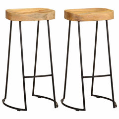 vidaXL Bar Stools 2 pcs Solid Mango Wood 1
