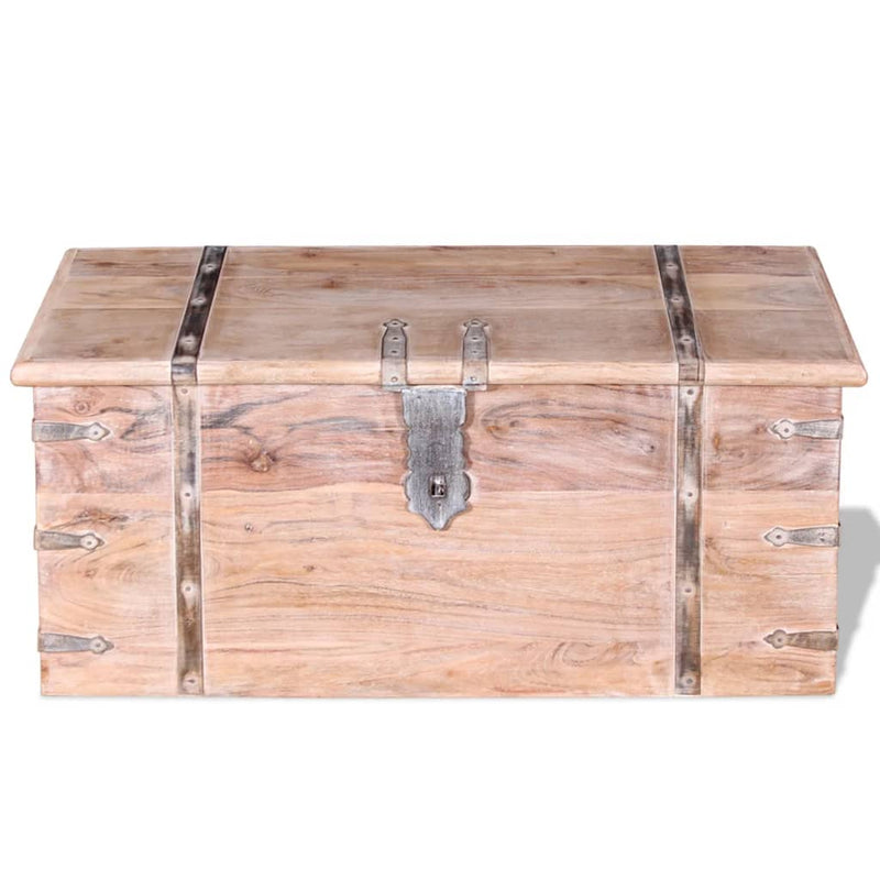 Two Piece Storage Chest Set Acacia Wood