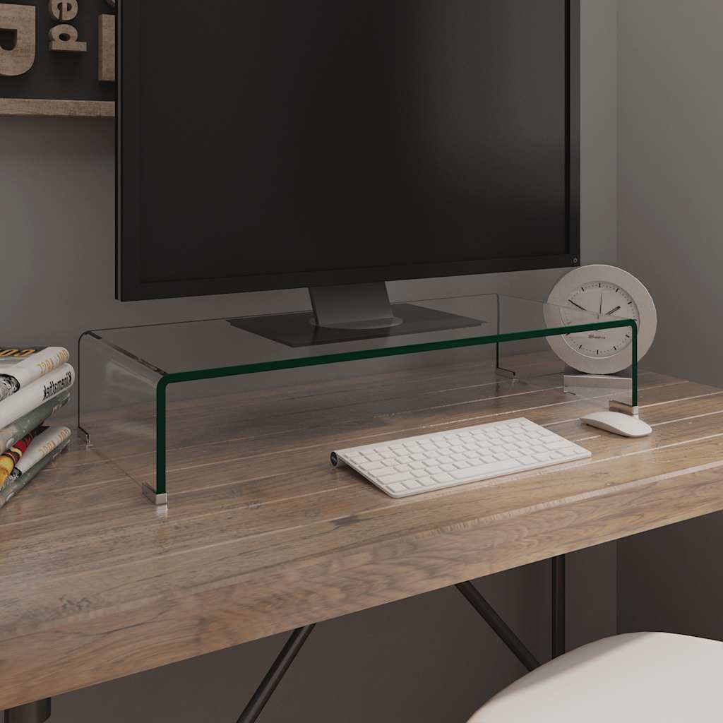 TV Stand/Monitor Riser Glass Depth 30 cm Transparent 70 cm