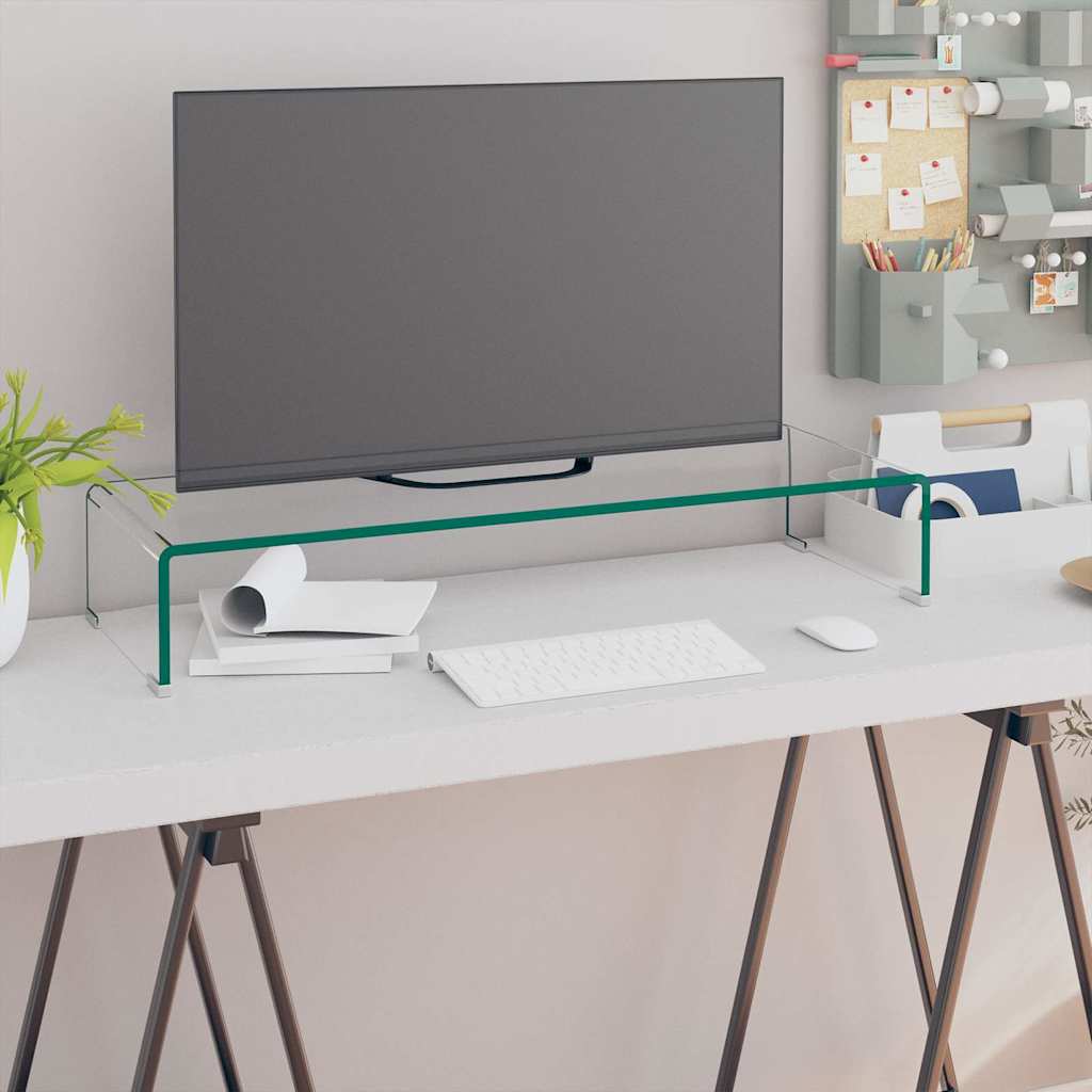 TV Stand/Monitor Riser Glass Depth 30 cm Transparent 80 cm