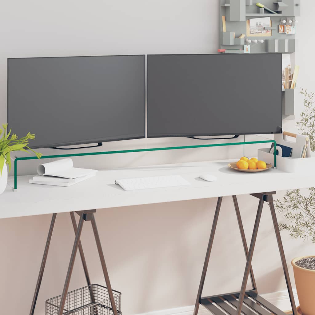 TV Stand/Monitor Riser Glass Depth 30 cm Transparent 120 cm