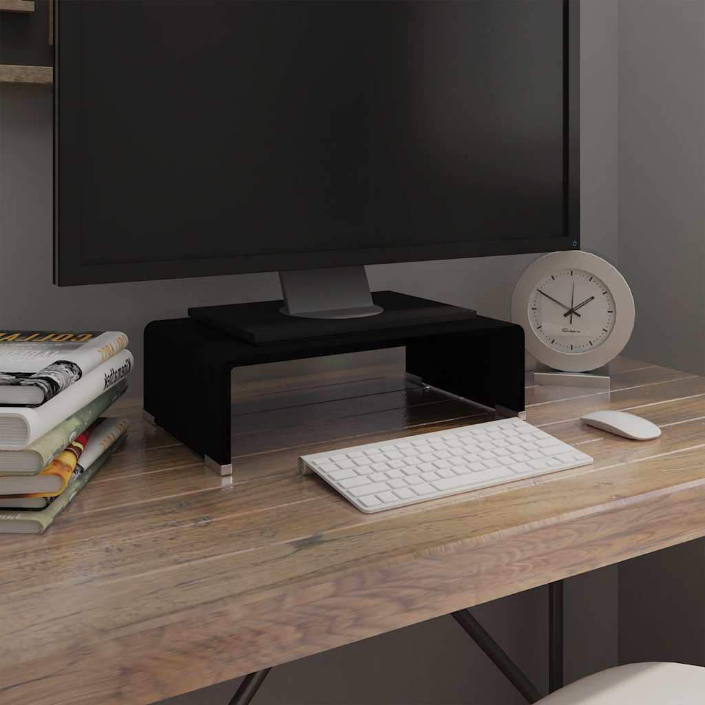 vidaXL TV Stand/Monitor Riser Glass Depth 25 cm