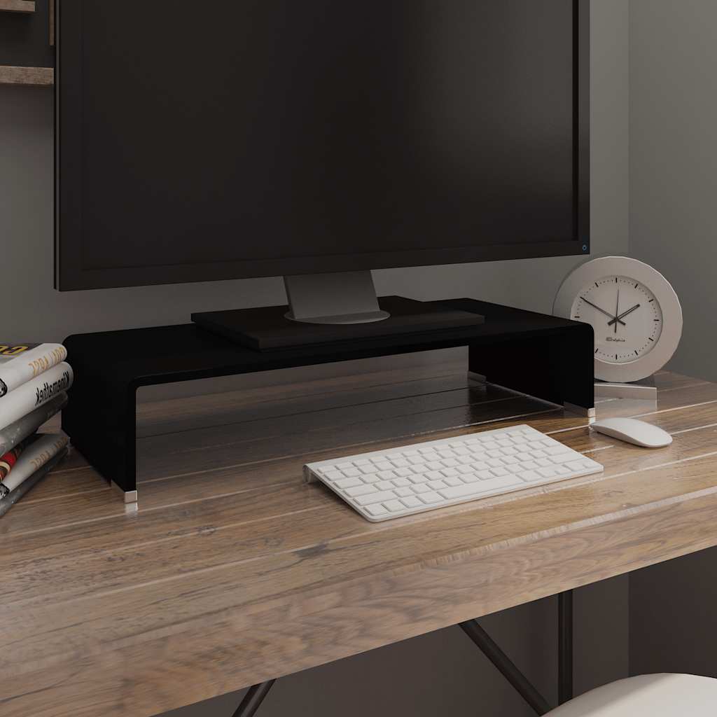 vidaXL TV Stand/Monitor Riser Glass Depth 25 cm
