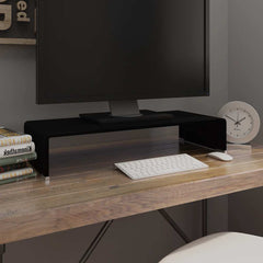 TV Stand/Monitor Riser Glass Depth 30 cm Black 70 cm
