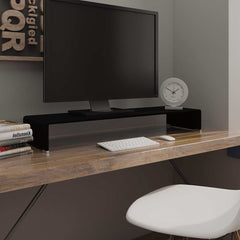 TV Stand/Monitor Riser Glass Depth 30 cm Black 100 cm
