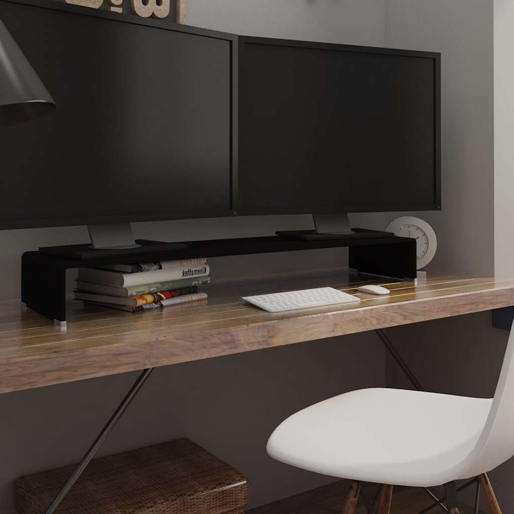 TV Stand/Monitor Riser Glass Depth 30 cm Black 110 cm