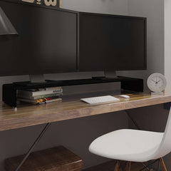 TV Stand/Monitor Riser Glass Depth 30 cm Black 120 cm