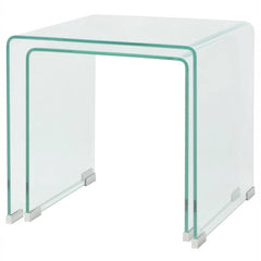 Two Nesting Table Set Tempered Glass Clear 2
