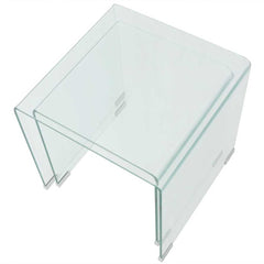 Two Nesting Table Set Tempered Glass Clear 2