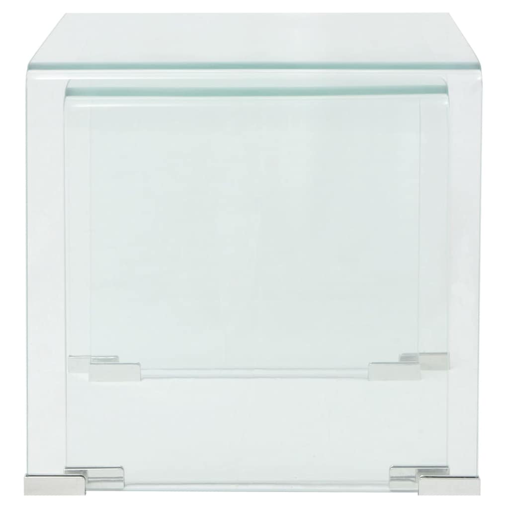 Two Nesting Table Set Tempered Glass Clear 2