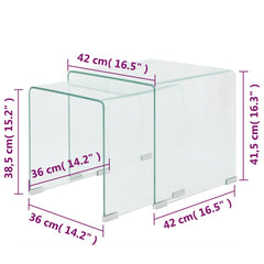 Two Nesting Table Set Tempered Glass Clear 2