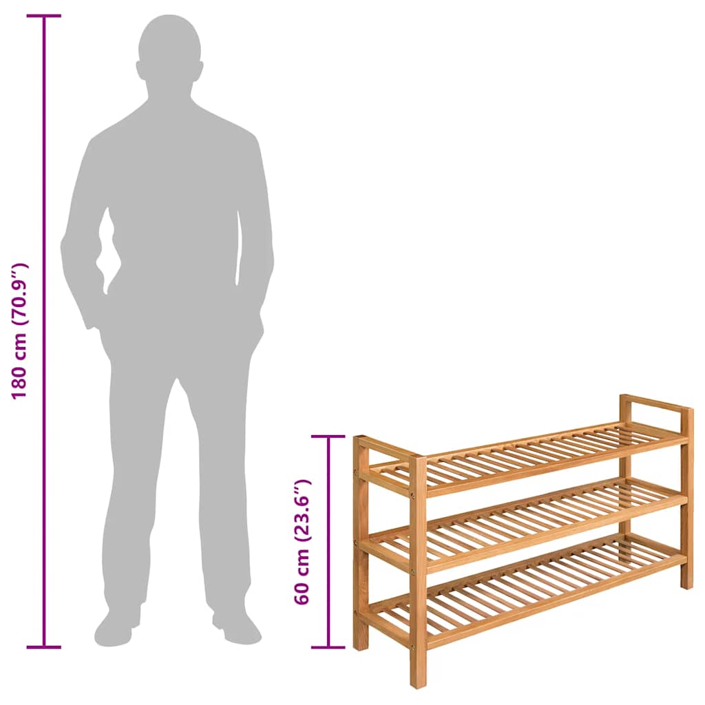 vidaXL Shoe Rack | Solid Oak Brown | Solid Oak Wood | Large | Shoe Rack 6