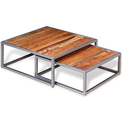 vidaXL Coffee Table | Set of 2 | Brown | Solid acacia wood, steel | Medium 4