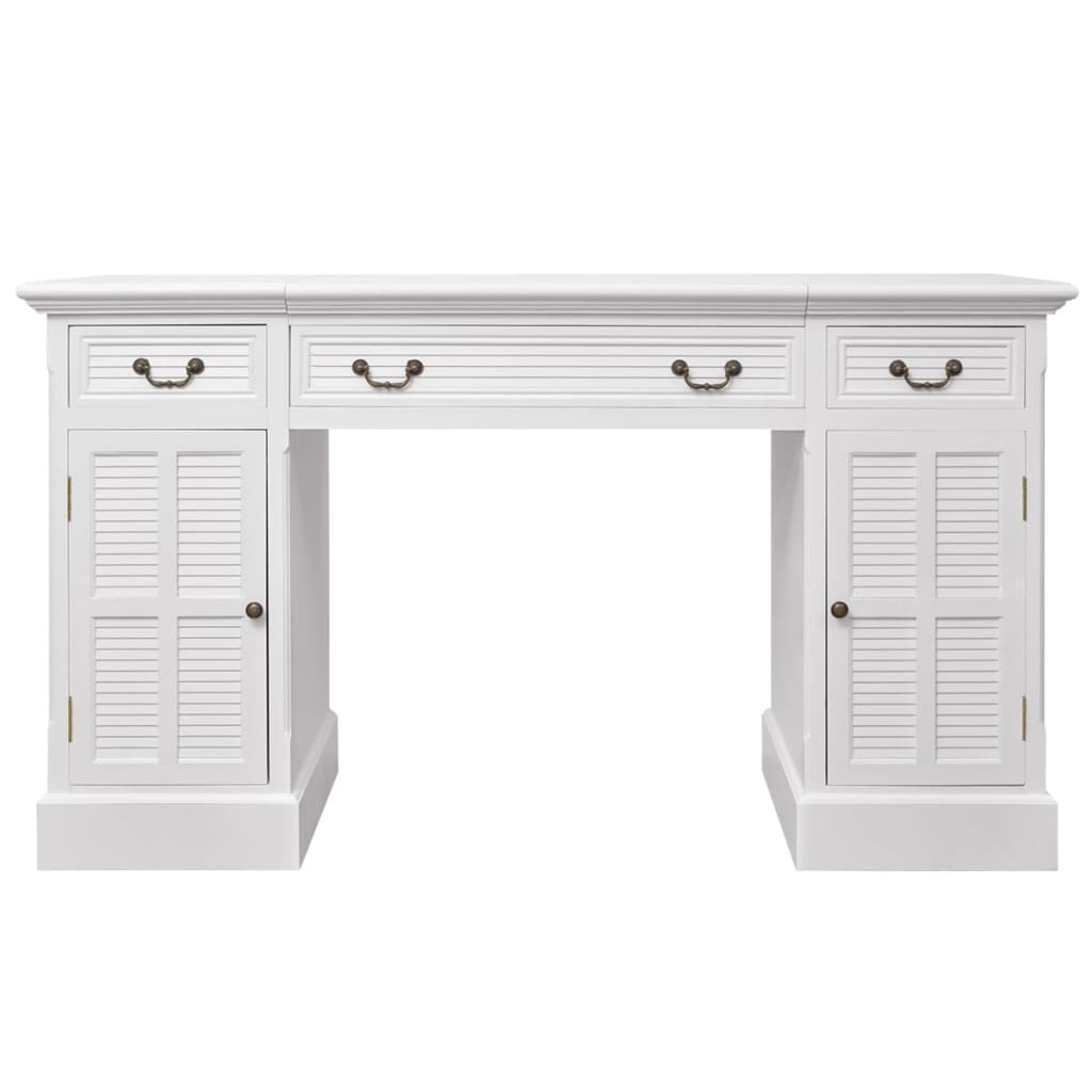 244370 vidaXL Double Pedestal Desk White 140x48x80 cm 3