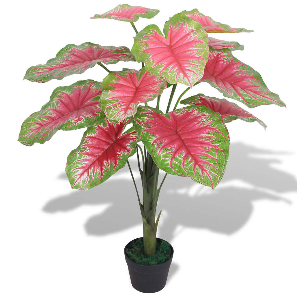 vidaXL Artificial Plant | Green and Red | Plastic, Iron Wire, Real Wood | Medium 1