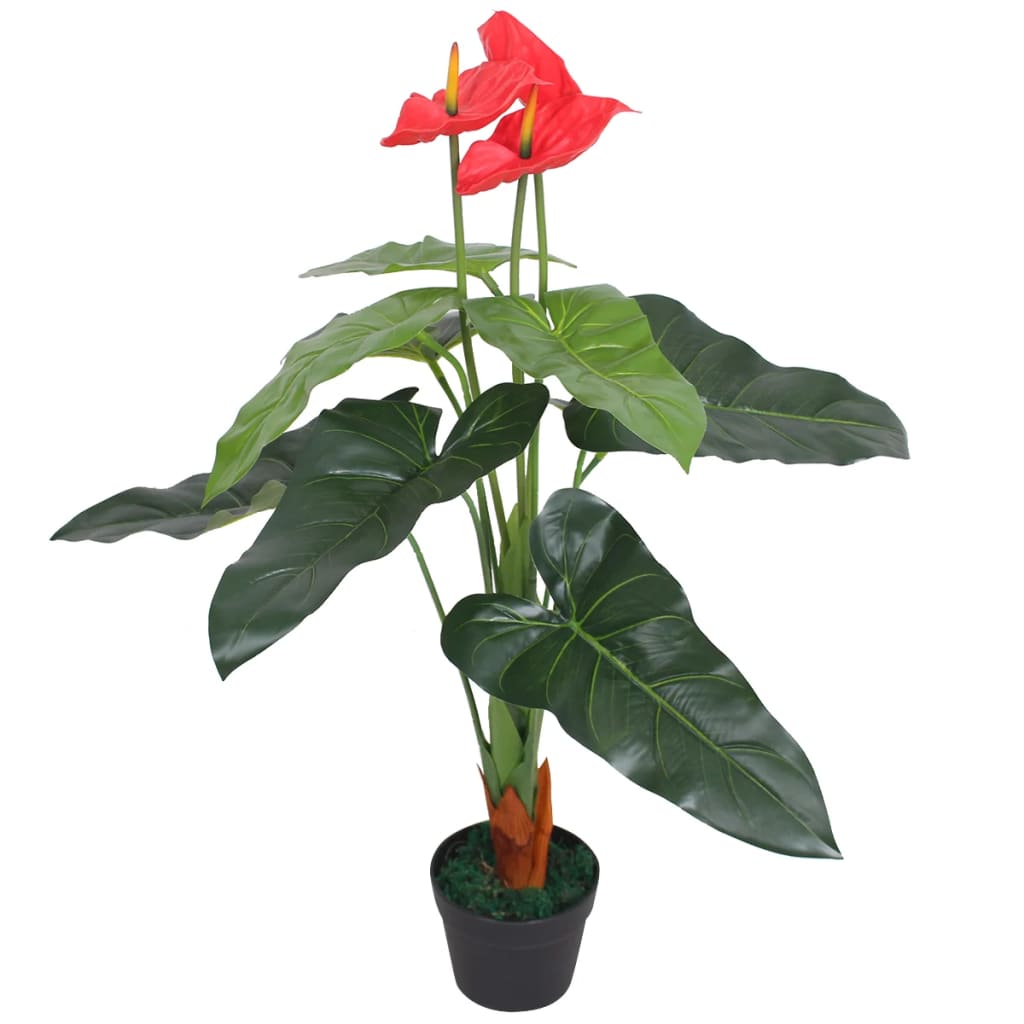 vidaXL Artificial Anthurium Plant with Pot 90 cm Red and Yellow 1