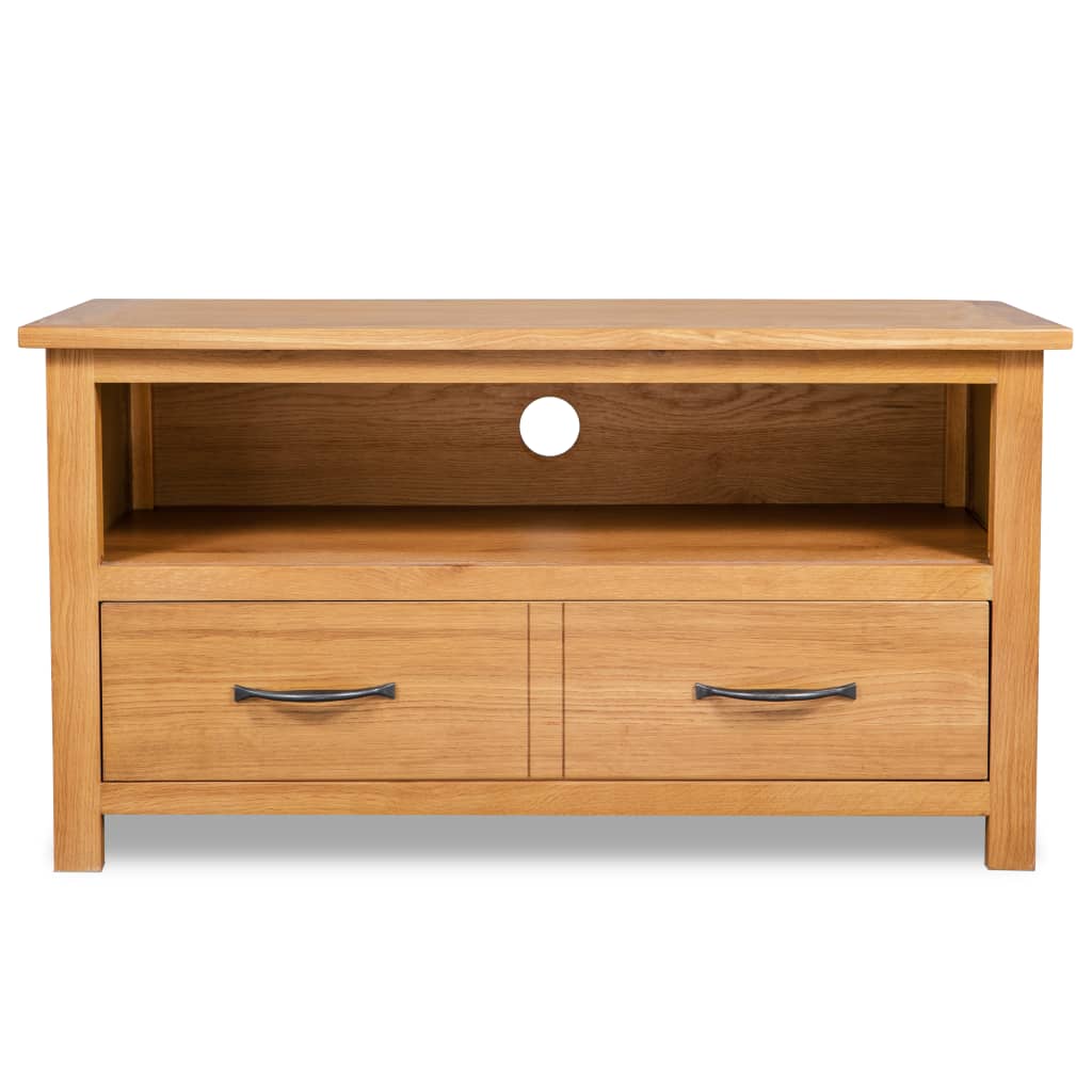 244466 vidaXL TV Cabinet 90x35x48 cm Solid Oak Wood 3