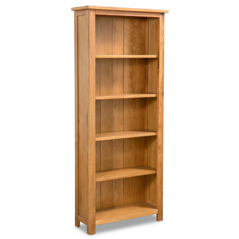 5-Tier Bookcase 60x22.5x140 cm Solid Oak Wood