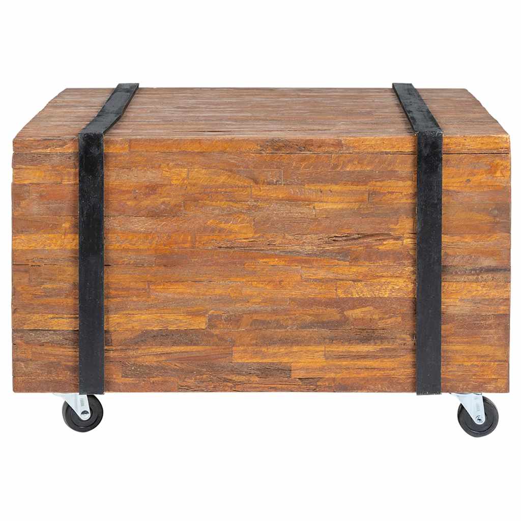 vidaXL Side Table | Brown and Black | Teak Wood | Medium | Rollable | End Table 2