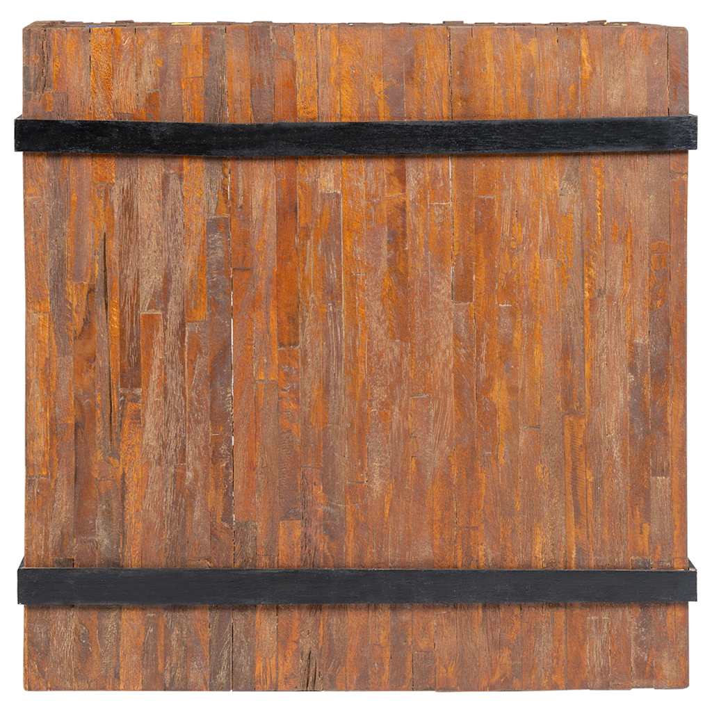 vidaXL Side Table | Brown and Black | Teak Wood | Medium | Rollable | End Table 4