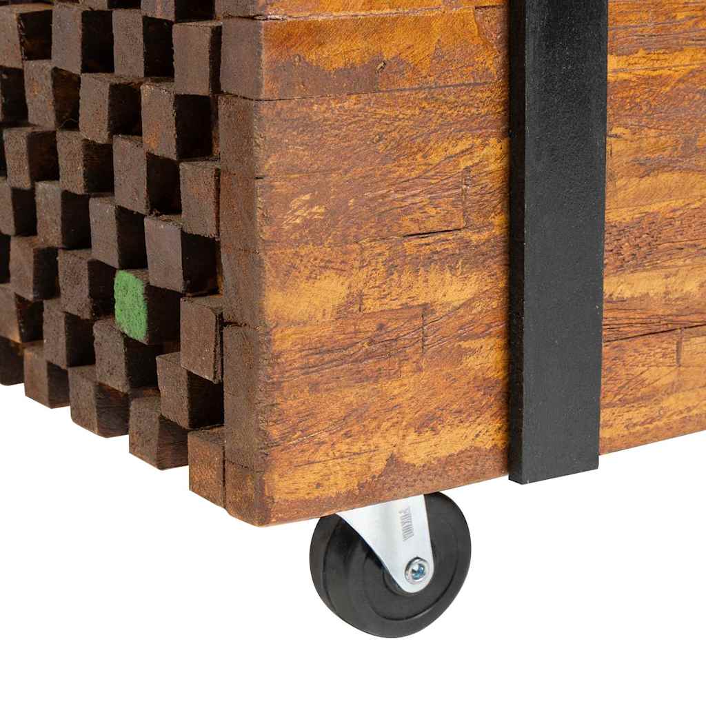 vidaXL Side Table | Brown and Black | Teak Wood | Medium | Rollable | End Table 6