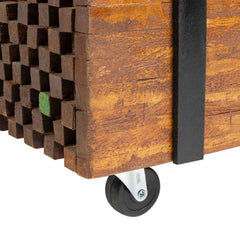 vidaXL Side Table | Brown and Black | Teak Wood | Medium | Rollable | End Table 6