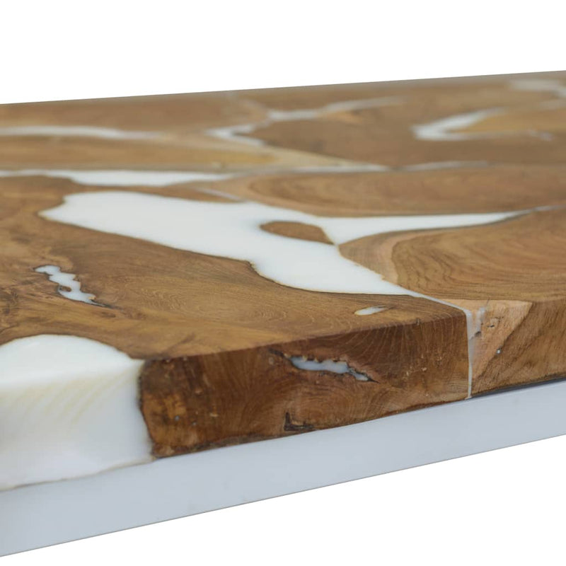 Coffee Table Teak Resin 110x60x40 cm White and Brown