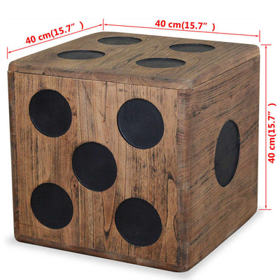 Storage Box Mindi Wood 40x40x40 cm Dice Design