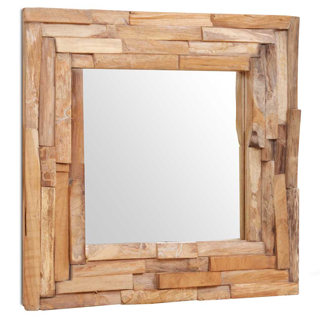 Decorative Mirror Teak Rectangular 60 x 60 cm